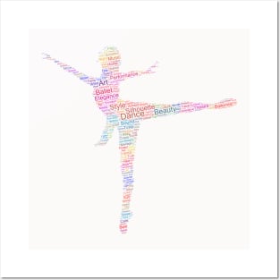 Dancer Lady Woman Silhouette Shape Text Word Cloud Posters and Art